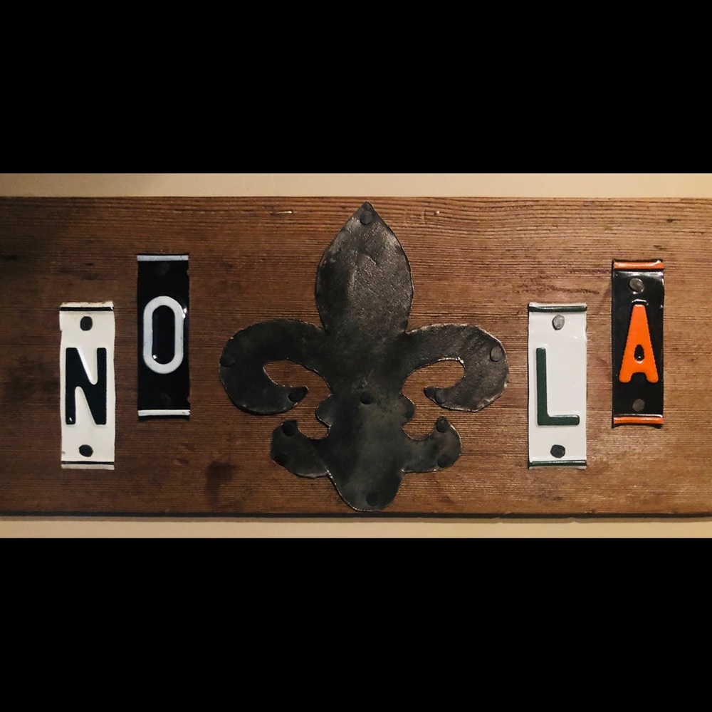 Nola Art ⚜️ Wood sign with metal ⚜️⚜️⚜️